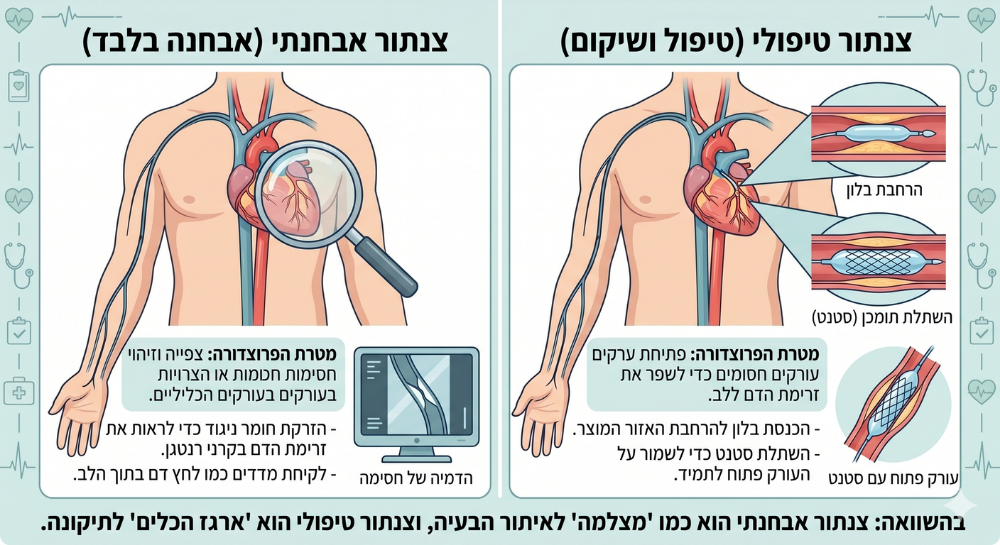 צנתור אבחנתי לעומת צנתור טיפולי
